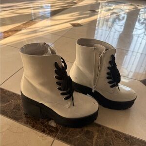 Stylish White Platform Ankle Boots